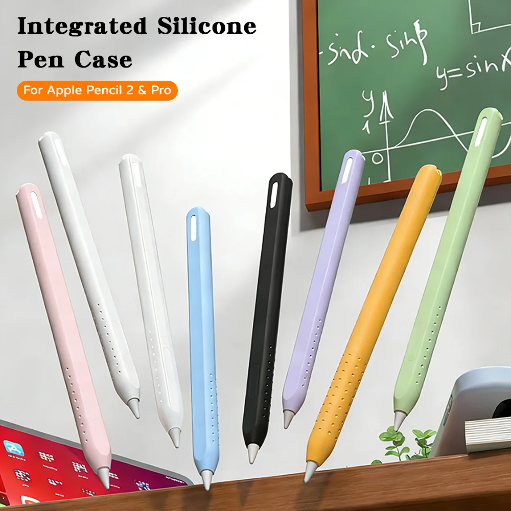 Integrierte Silikonhülle für Apple Pencil 2 Pro, Anti-Roll, rutschfest, schützend, horizontales Anti-Roll-Design, gepunkteter, rutschfester Griff