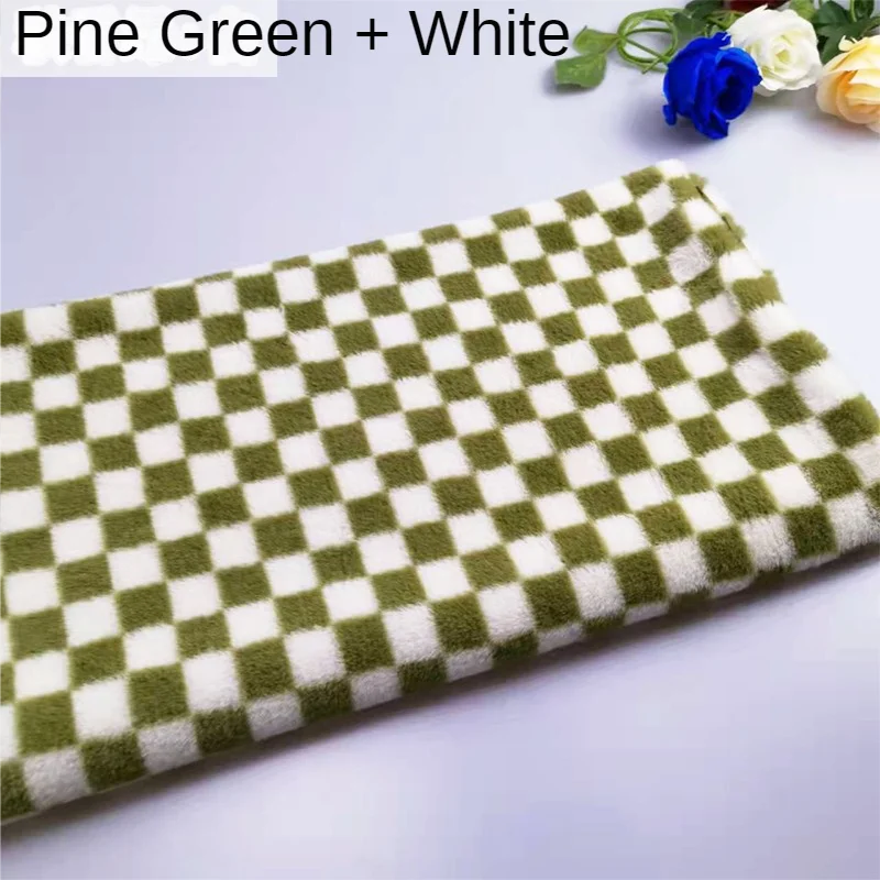 Fur Fabric Plush By The Meter for Clothing Coats Diy Sewing Encrypted Imitation Rabbit Checkerboard Plaid Cloth Thickened Winter