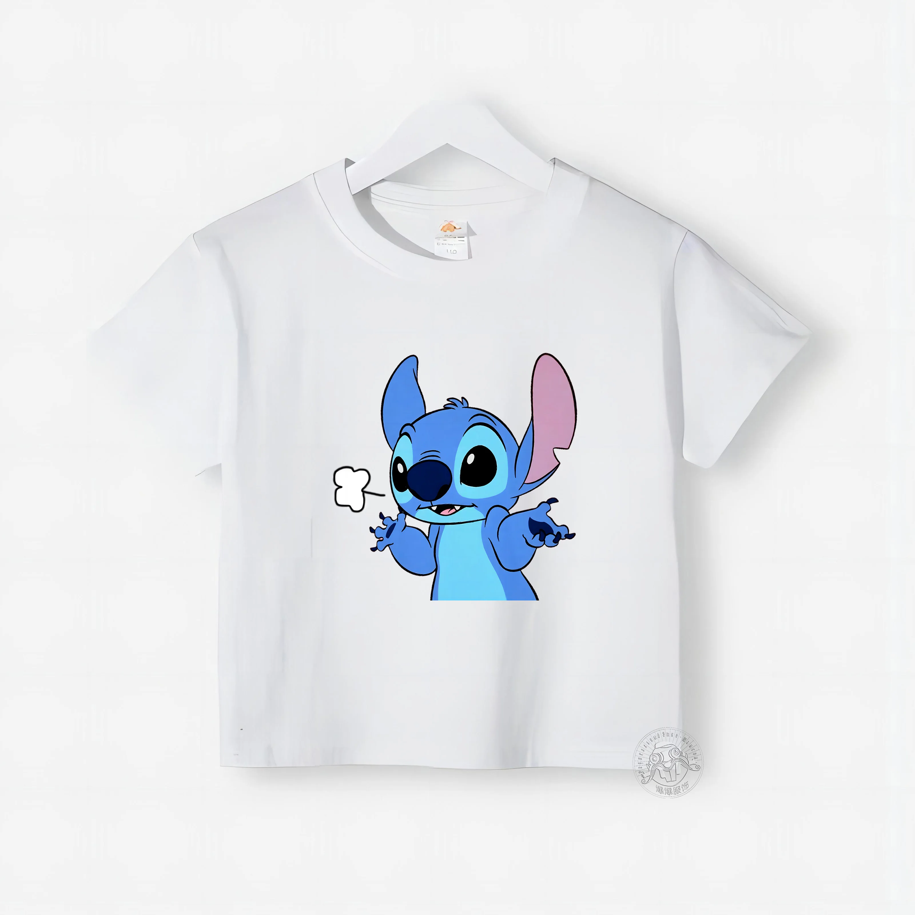 2024 Summer Star Baby Cartoon Pattern Stitch Children's Wear Pure Cotton Round Neck Short Sleeve T-shirt Top Trend