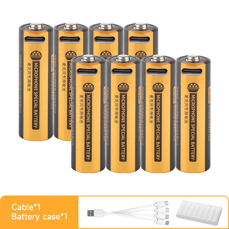 

DLGPOWER 4100mWh USB 1.5V li-ion AA Rechargeable batteries AA Lithium battery with Cable for Microphone Camera Game controller