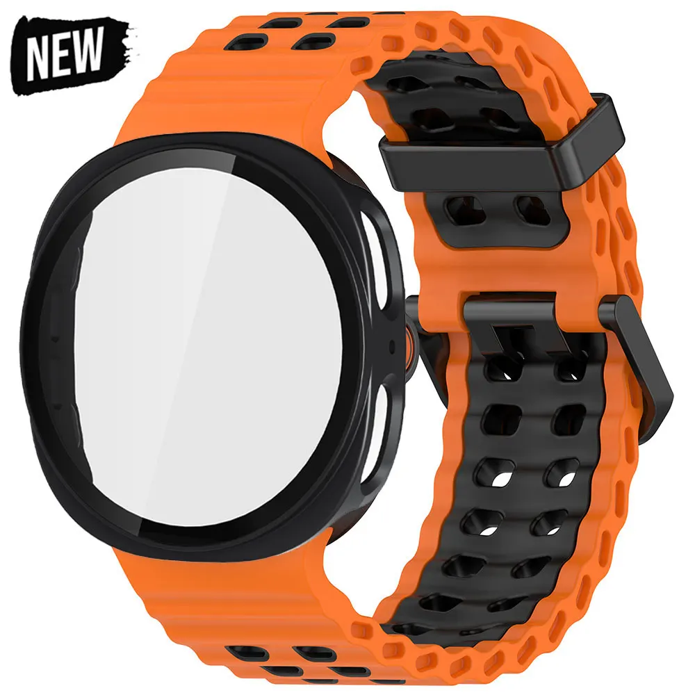 لساعة سامسونج 8 40 مللي متر 44 مللي متر المحيط الفرقة غطاء الكمبيوتر Smartwatch حزام لسامسونج غالاكسي ساعة 8 الكلاسيكية 46 مللي متر حامي الشاشة