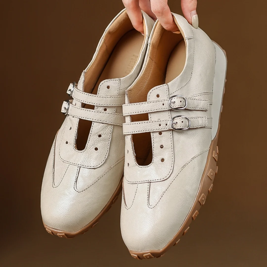 

Женские слипоны на плоской подошве из овчины с круглым носком и двойной металлической пряжкой, высококачественная мягкая удобная повседневная женская повседневная обувь