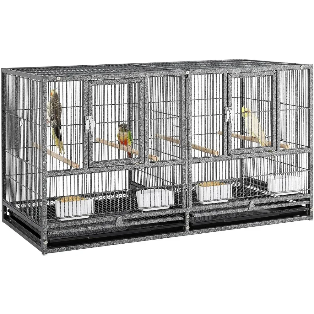 

Stackable Bird Cage Divided Breeder Breeding Parakeet Bird Cage for Canaries Lovebirds Finches Budgies Small Parrots, Black