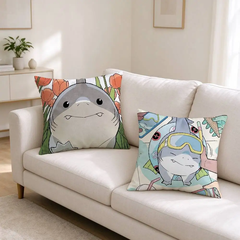 C-Cute Jeff the Land Shark  Pillow Case Square Double-Sided Sofa Cushion Cover Bedroom Bedside Pillow
