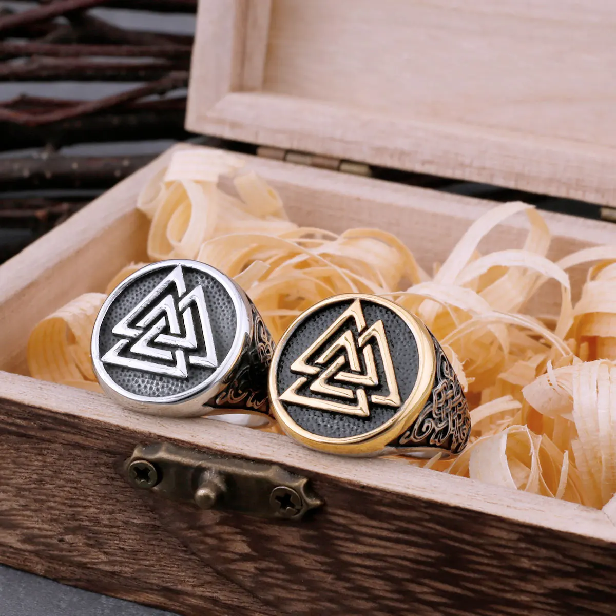 Men's Stainless Steel Vikings Valknut Ring Odin Symbol Amulet Fashion Ring Hip Punk Biker Nordic Vintage Jewelry As Men's Gift