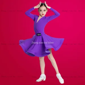 Latin Tanzkleid für Frauen, Kindersalonkleider, Kindersalsa, Rumb, Cha, Samba, Tango, Bühnenperformancekleidung 8 Hauptverkaufskind Samba Kleidung - №1