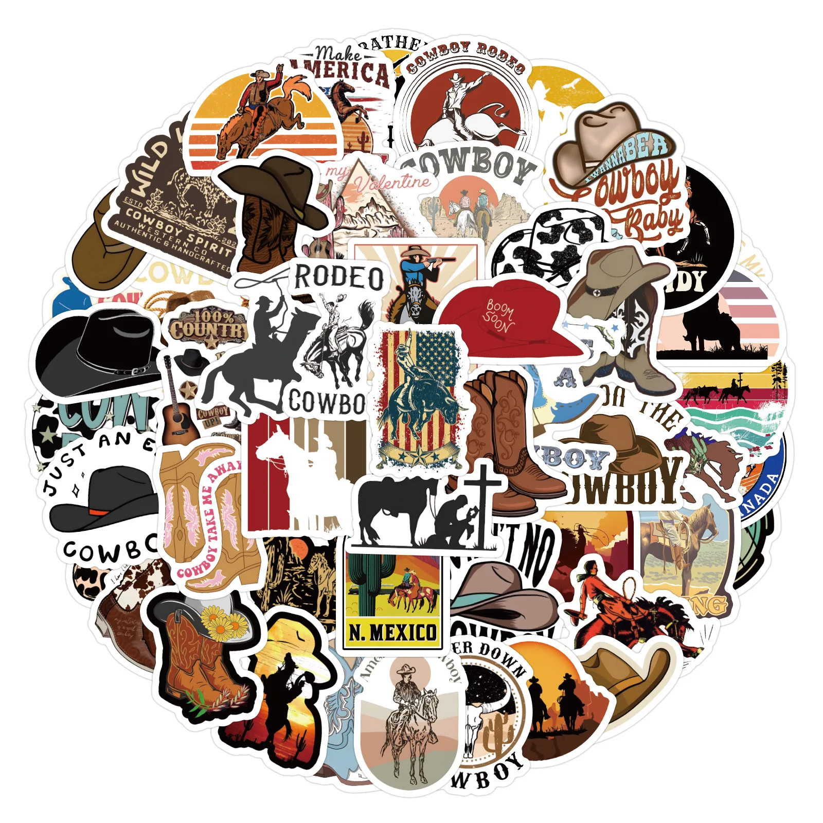 

10/60PCS Personalized Cool Cowboy Graffiti Stickers Creative Decoration Refrigerator Scooter Motorcycle Helmet Decal Toys