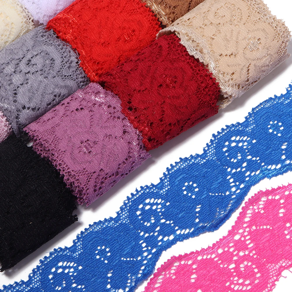 2Yards 35mm Elastic Lace Ribbon Handicrafts Embroidered Lace Trim Ribbon Handmade Lace Decoration DIY Sewing Garment Accessories view 6