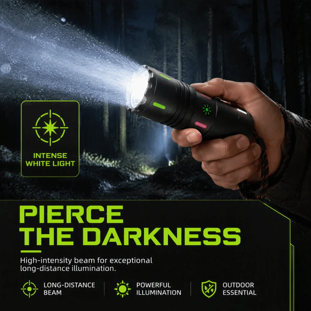 High-Intensity Long-Range Flashlight Bright High Lumen Rechargeable Flashlight Portable Digital Display