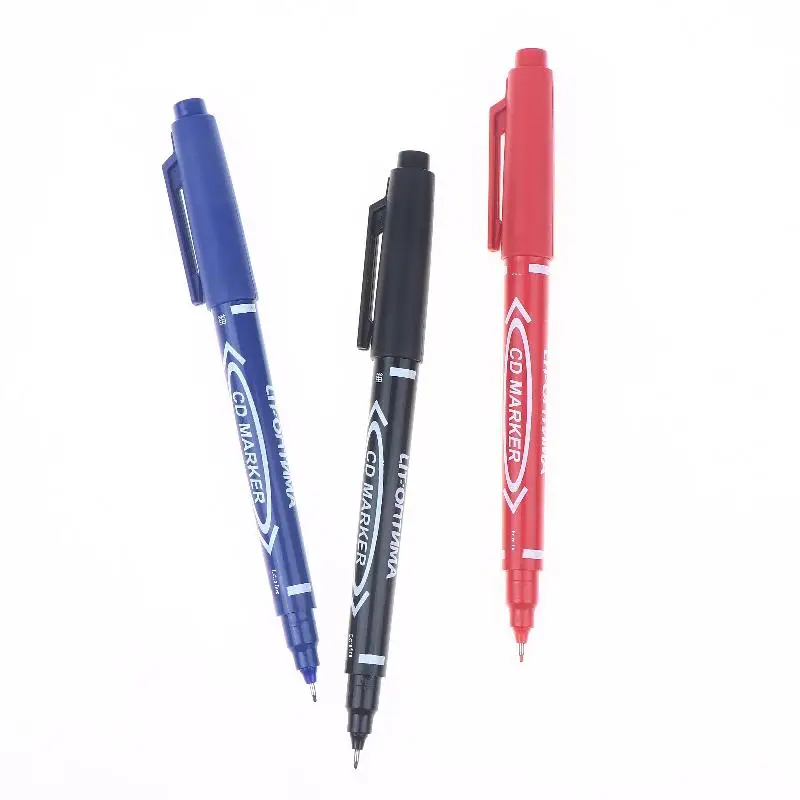10Pcs/Set Red/Black/Blue Double-Tip Permanent Paint Marker Pens Ink For Plastic Wood Stone Metal Glass Doodling Marking