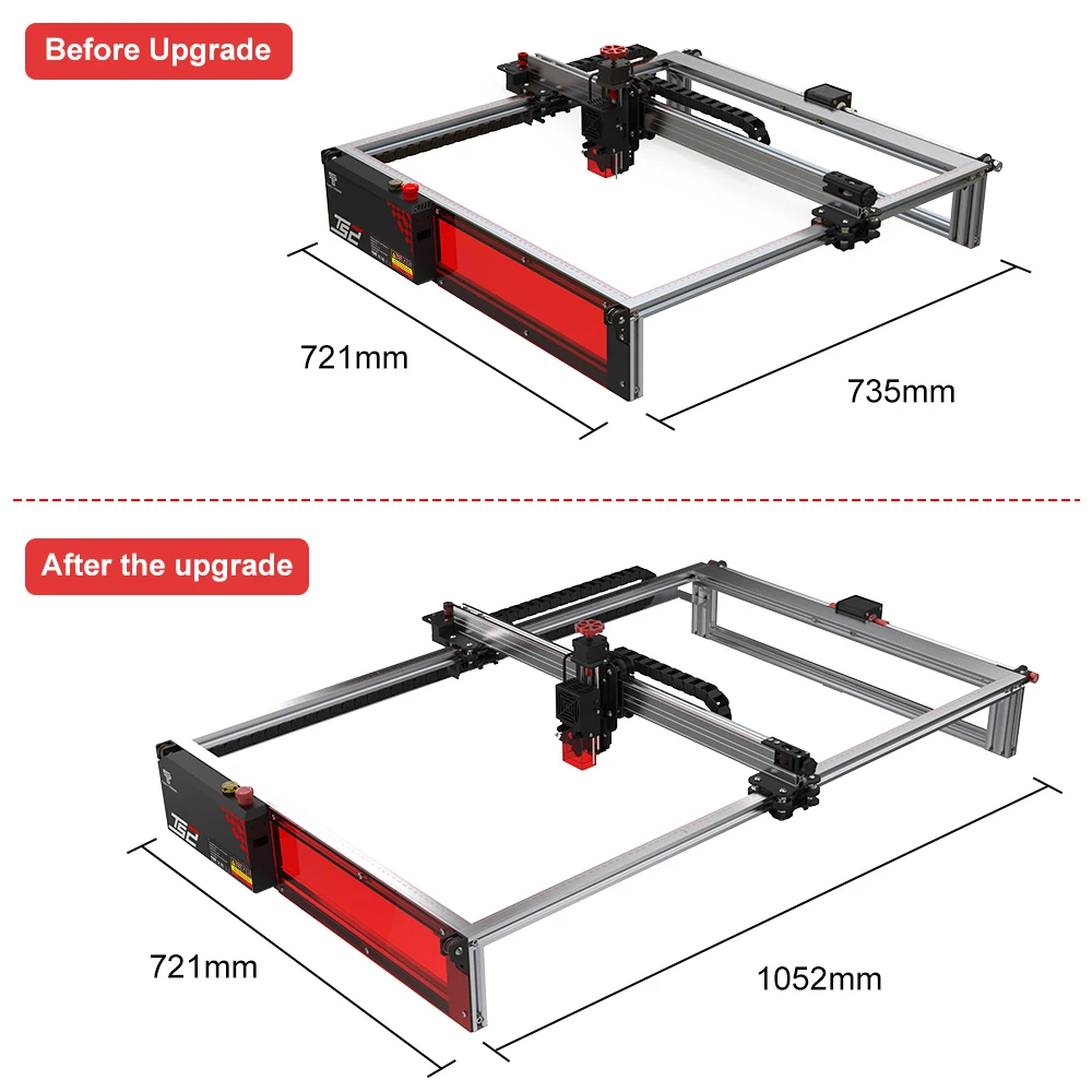 Twotrees 780x450mm Extension skit ts2 Laser engraving Machines profile Upgrade extend Kit DIY Aluminum frame for TS2-10W/TS2-20W