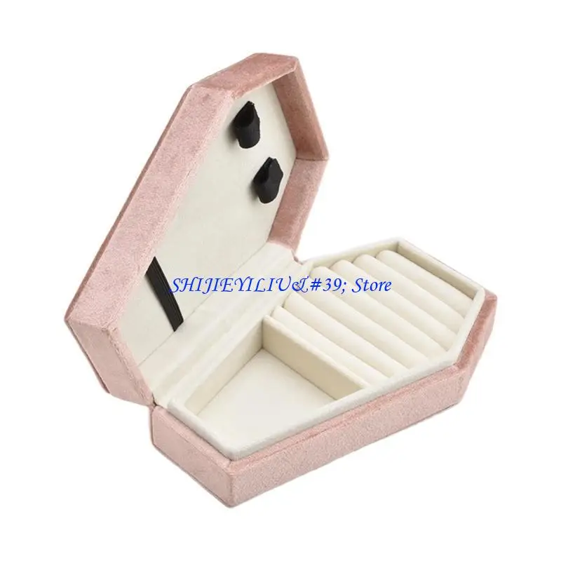

E21F Coffin Velvets Jewelry Storage Box Lightweight Halloween Jewelry Box Earring Rings Necklace Holder Display Box
