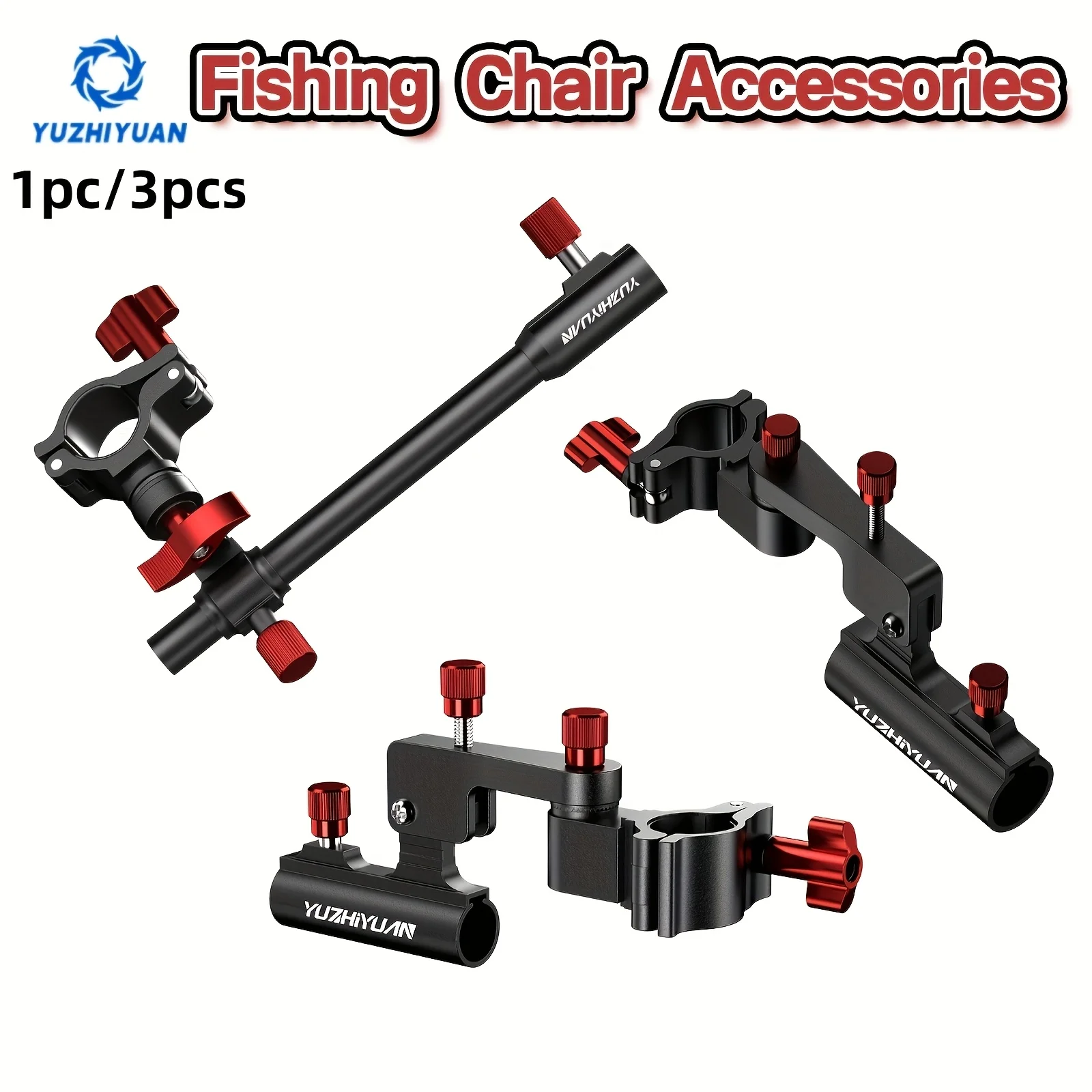 Kit d'accessoires pour chaise rotative Yuzhiyuan, avec pince de fixation réglable et supports pour canne, appât et filet, support mains libres, outil de pêche dédié à l'eau douce