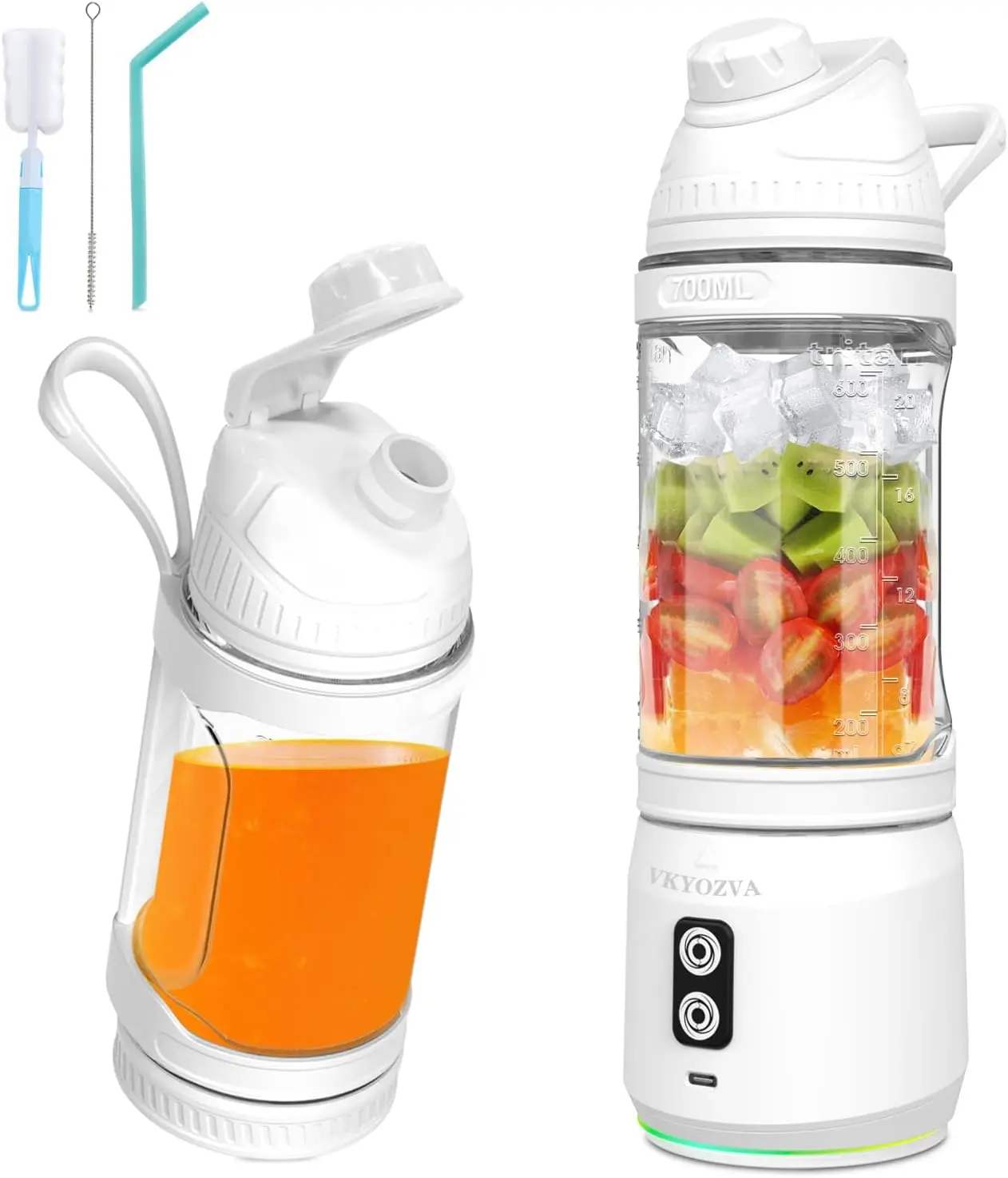 

Cordless Portable Blender, Portable Blender For Shakes And Smoothies With Travel Lid, 24Oz Bpa Free Personal Blender Usb-C