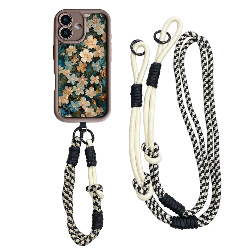 Cxd5레트로 플라워 목걸이 스트랩 케이스 삼성 S24 S25 S23 S22 S21 플러스 울트라 S21 S23 S24 FE 손목 체인 크로스바디 랜야드 커버