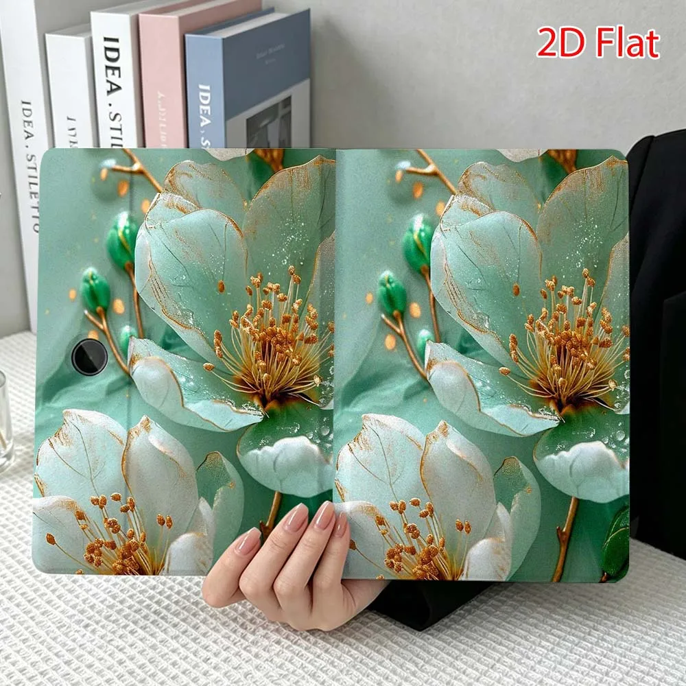Blue floral pattern Soft For OPPO VIVO IQOO OnePlus Realme Pad 3 Pro 13 12.1 11.4 11 inch Pen Tray Tablet Case
