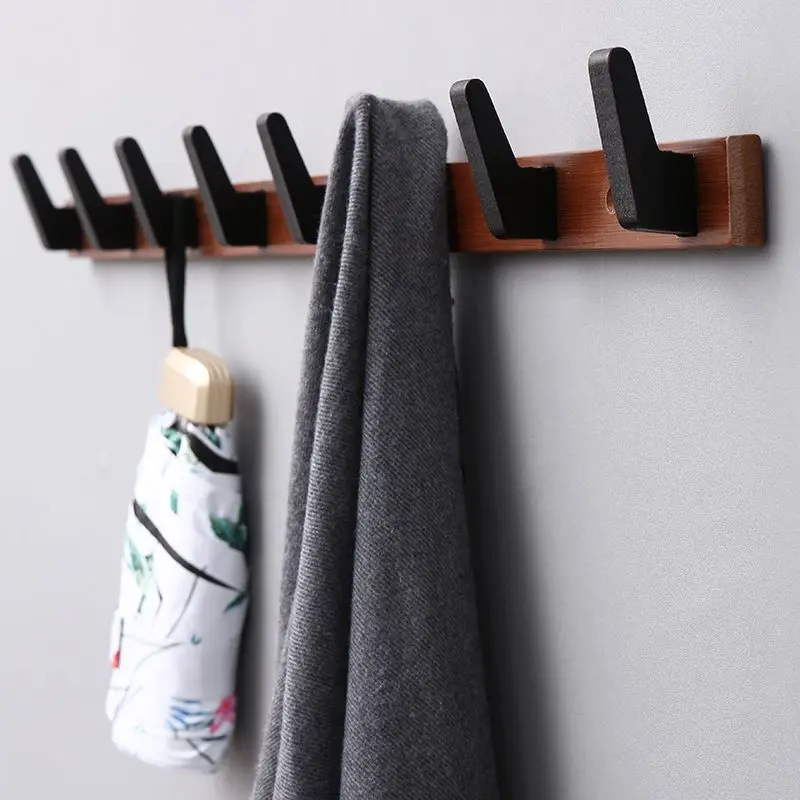 Gancho de madera maciza de bambú para colgar ropa, colgador de pared para sala de estar, muebles, vestíbulo, dormitorio, puerta, perchero, nuevo