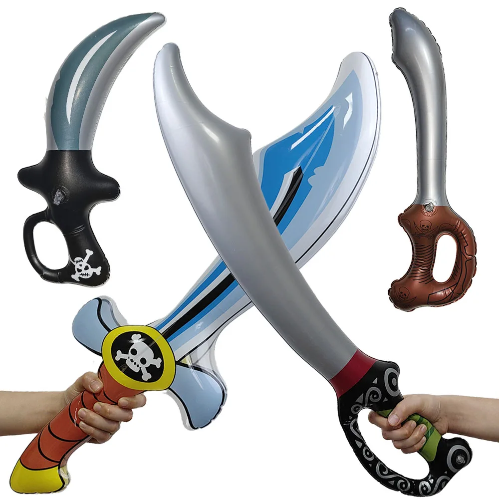 4pcs Inflatable Pirate Sword Pirate Party Toys Inflatable Swords Inflated Knife for Birthday Party Supplies Cosplay Stage Props