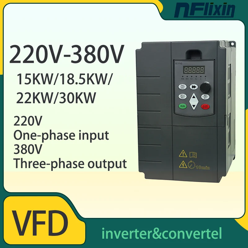 15KW/18.5KW/22kw/30KW variable frequency drive Single phase input 220V and three phase output 380V motor frequency converter VFD