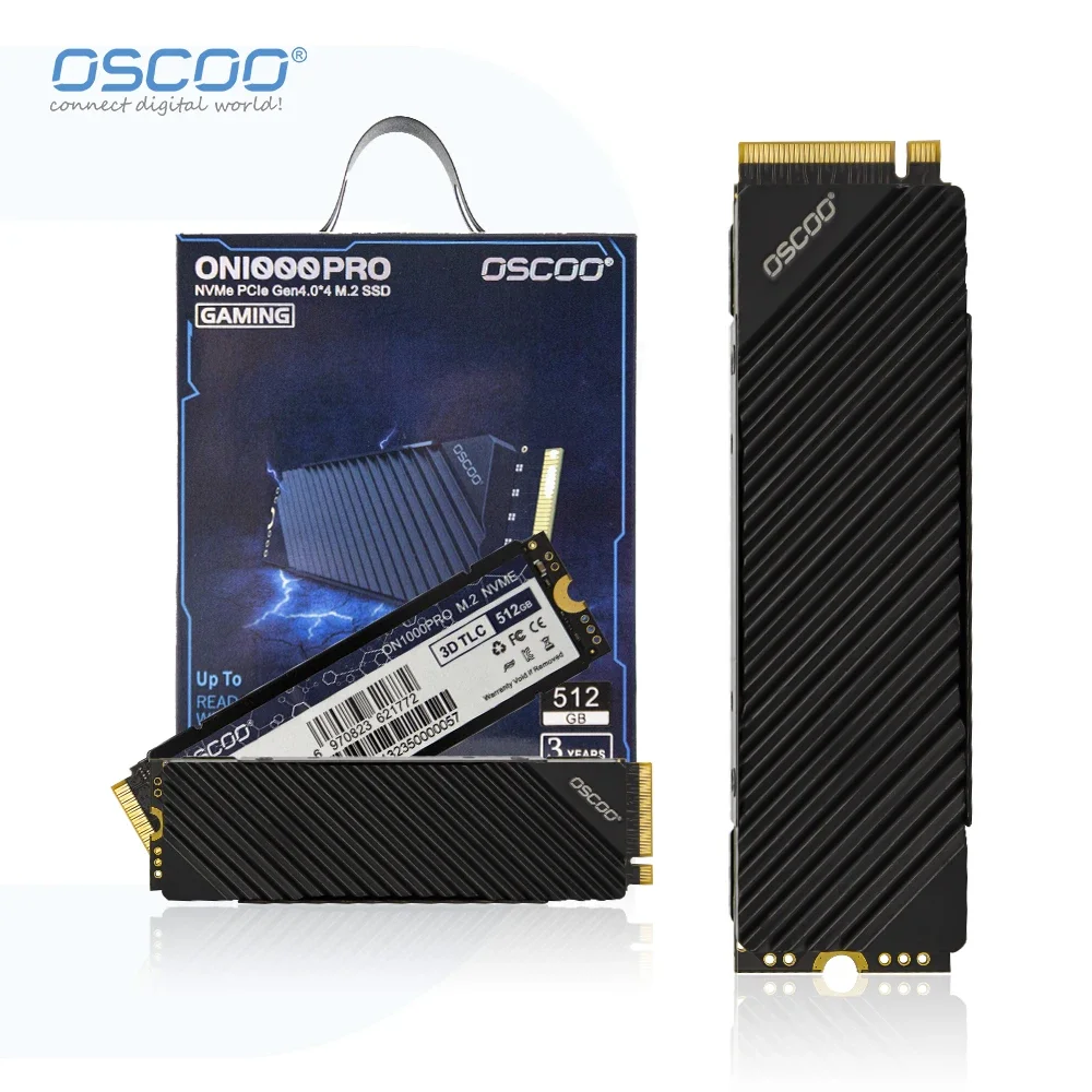 OSCOO-Solid State Drive com Dissipador, Disco Rígido Gaming, PCIE 4.0, 512GB SSD, 1TB, 2TB, Disco Disque, 4TB, 7500 Mbps