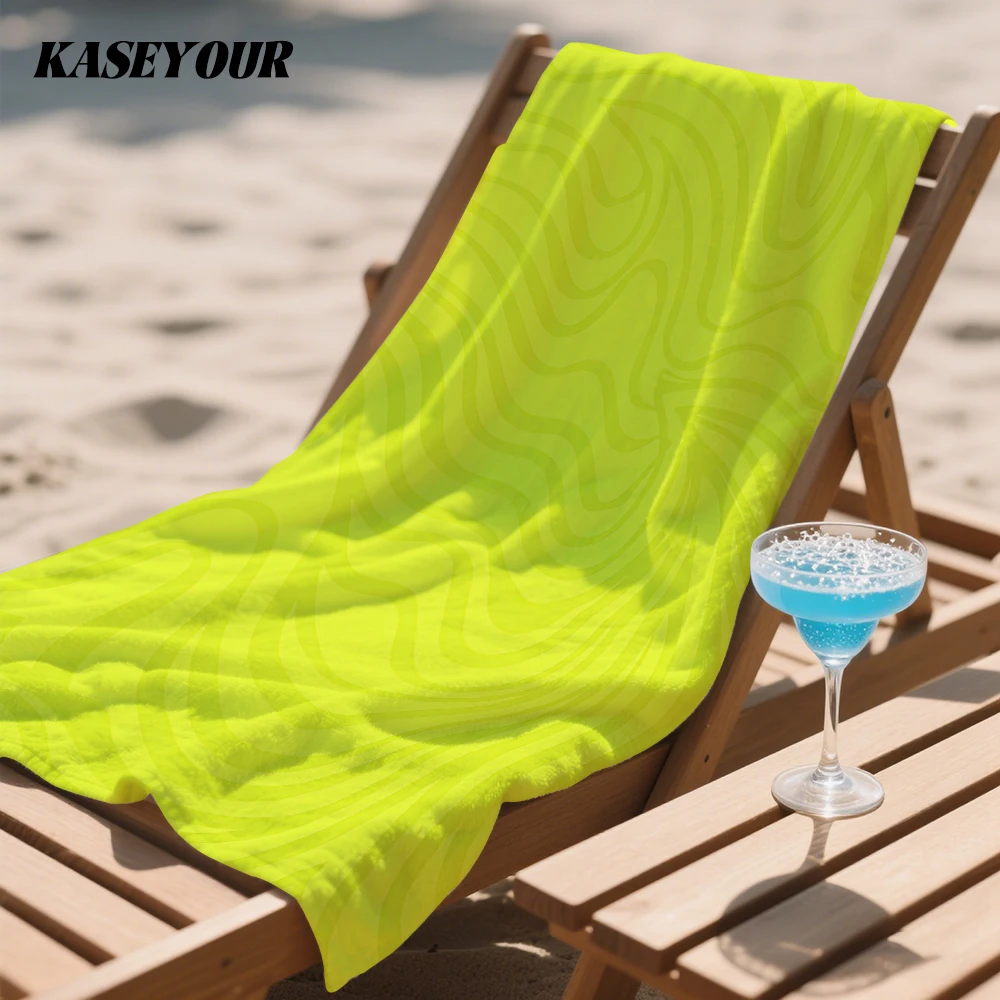 Neon Yellow Swirl Oversized Microfiber Beach Towel Sand Proof Quick Dry, Absorbent for Swimming Pool Travel Camping