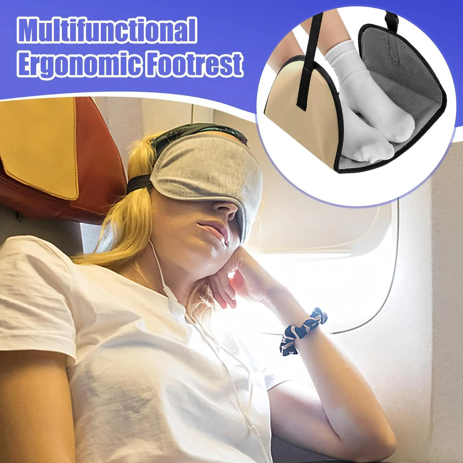 Hamaca para pies para un vuelo largo, hamaca ajustable para pies debajo del escritorio, reposapiés, soporte para piernas oscilantes, imprescindible para el hogar