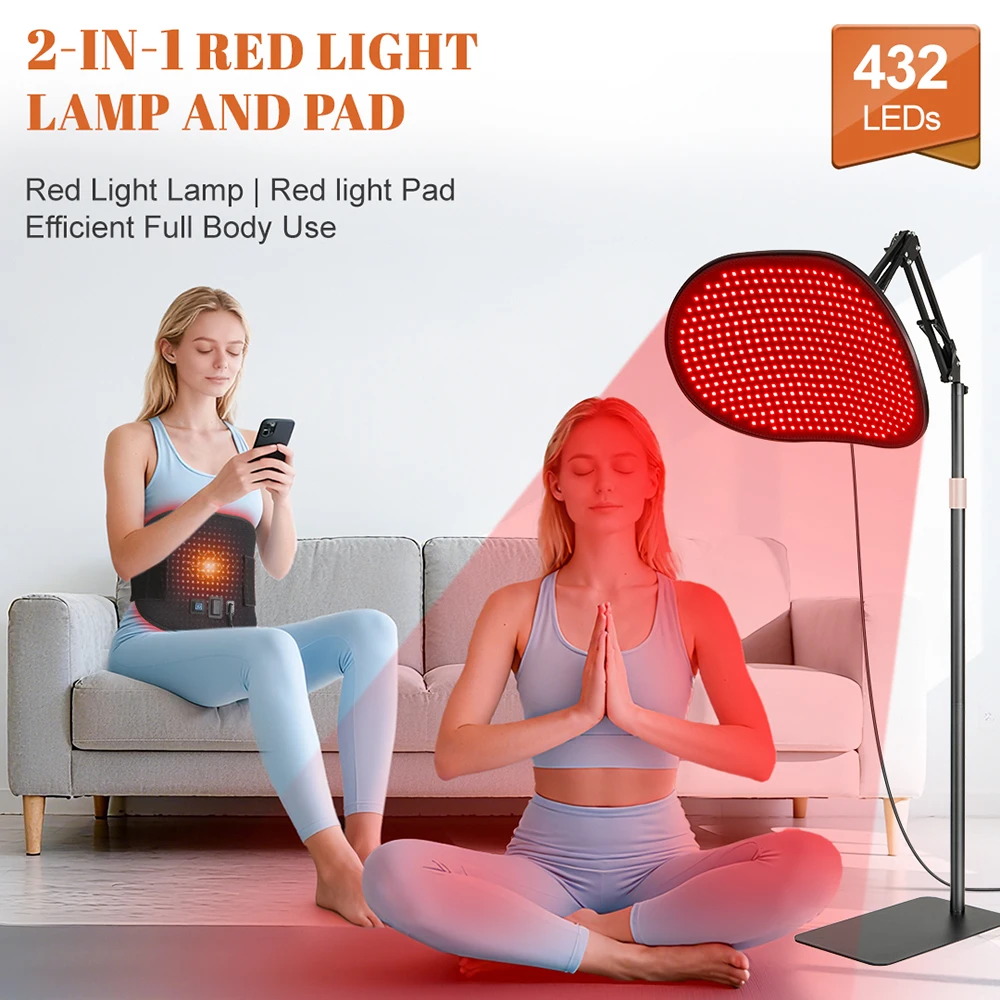 

432PCS Red red light therapy Bracket light mat 2-in-1 Relieve muscle pain Red face light therapy suitable for the body and face