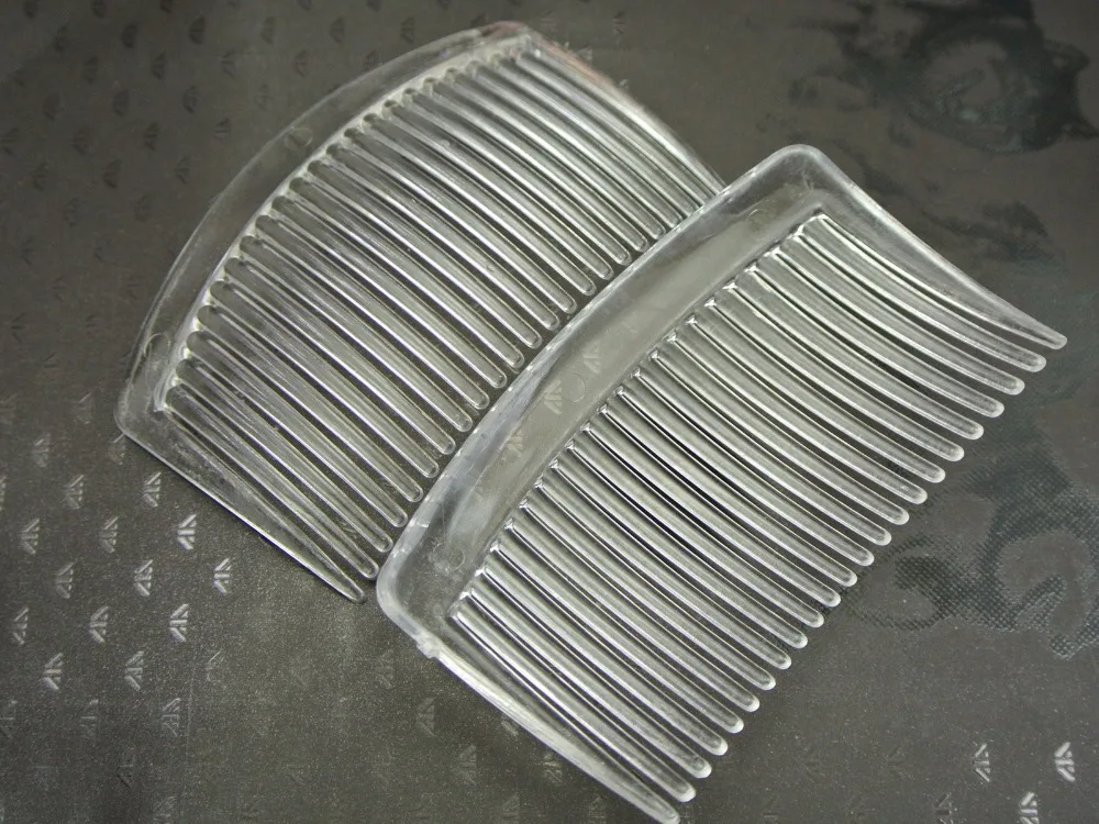 10 Clear Plastic Smooth Hair Clips Side Combs Pin 82X50mm for Ladies