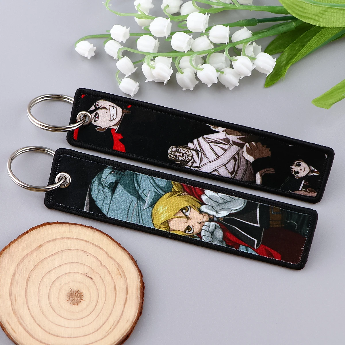 Anime Key Tag Embroidery Key Fobs Keychain For Car Keys Backpack Chaveiro Jewelry Key Ring Accessories