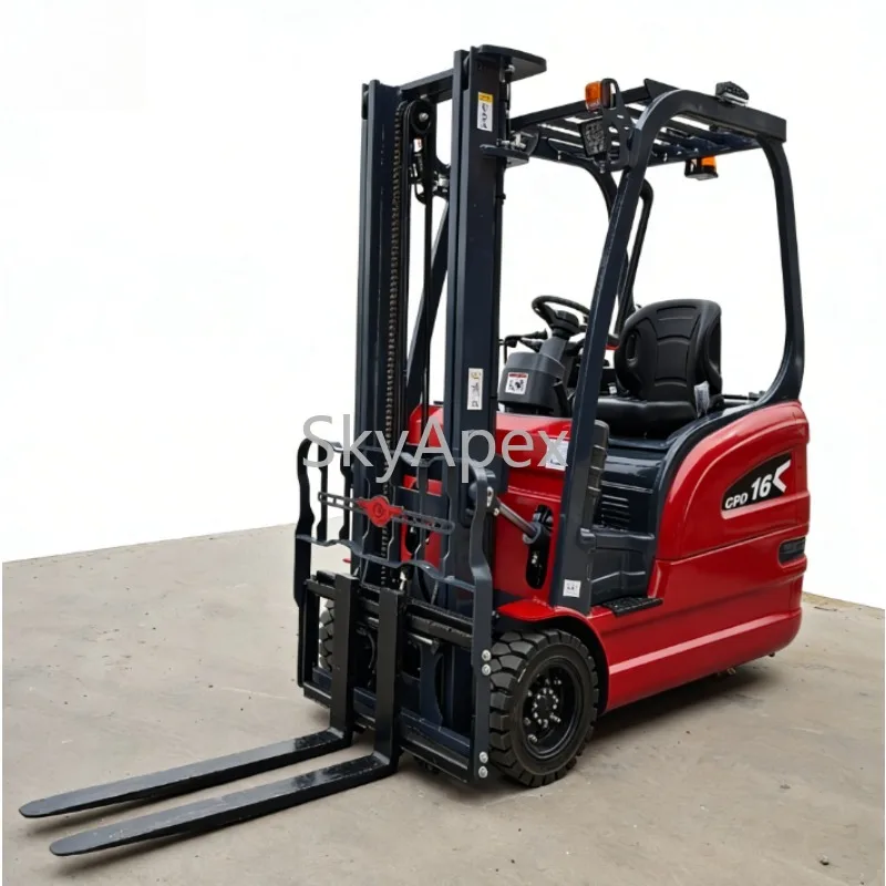 1.6 Ton Mini Portable Electric Forklift Small Battery Pallet Stacker With Charger For Efficient Food Factory Cargo Handling  Use