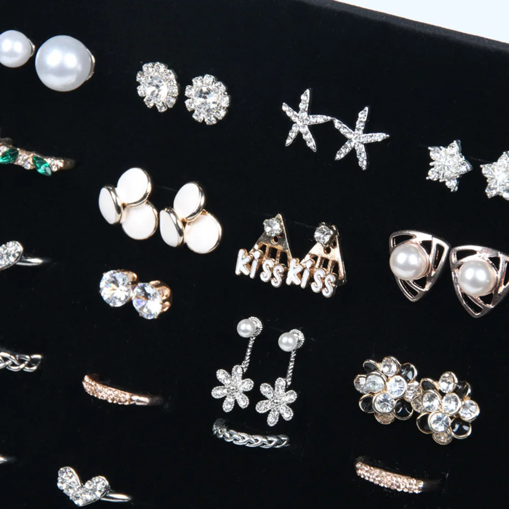 

Доска для дисплея, черный 50-слотовый органайзер для ювелирных изделий, держатель, стильный современный дизайн для туалетного столика, стол для макияжа, витрина для колец