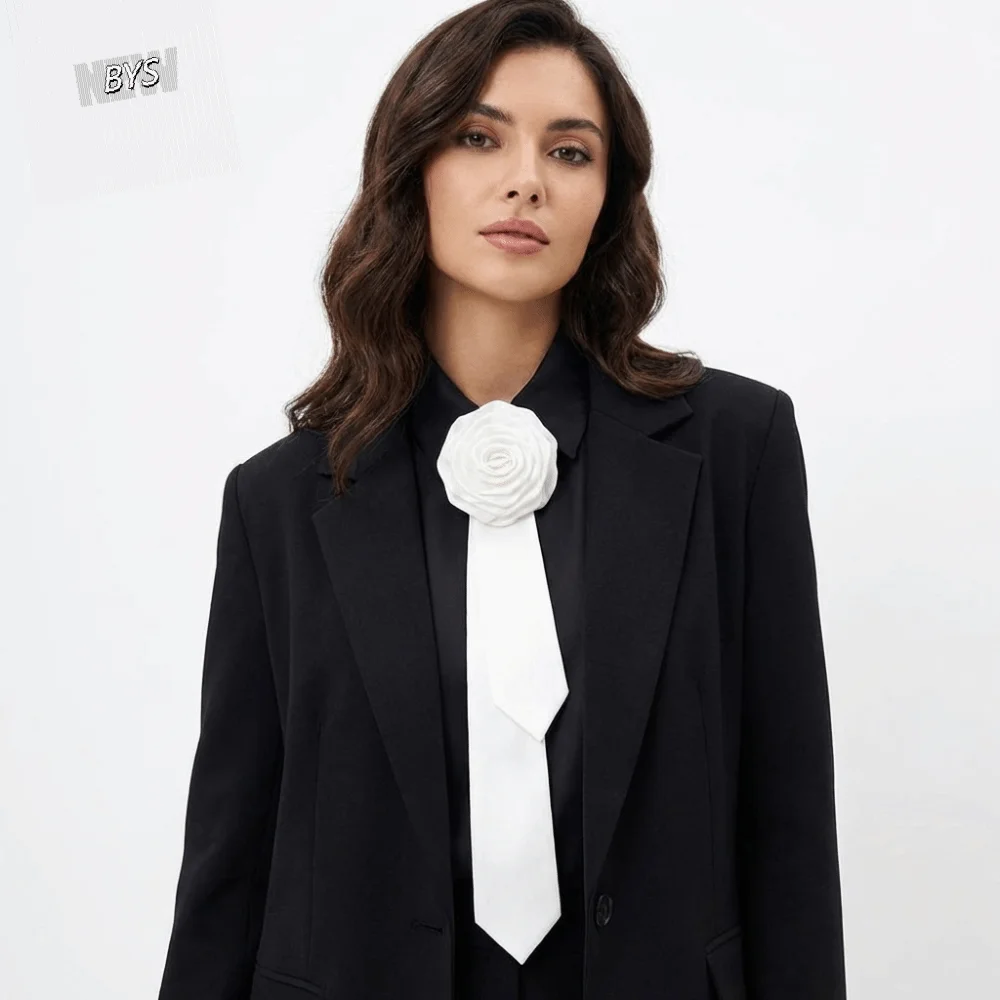 

Fabric Rose Flower Bowtie Solid Color British Style Collar Flower Neck Decoration Collar Cravat Gentleman's Bow Tie Groomsman