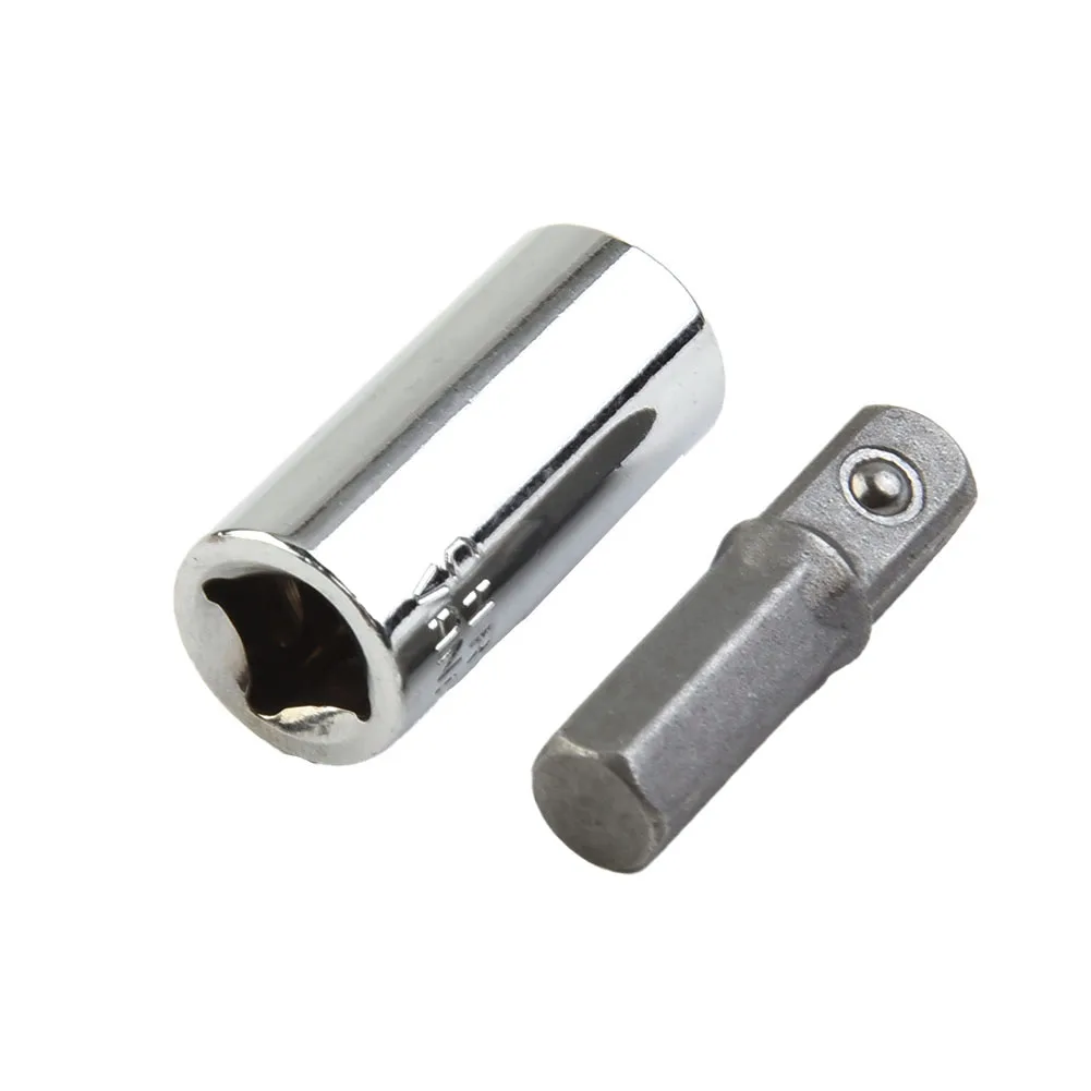 1/4 Square Drive To 1/4 Hex Shank Impact Socket+1/4 Drill Socket Adapter Impact Socket Adapter For Power Tools