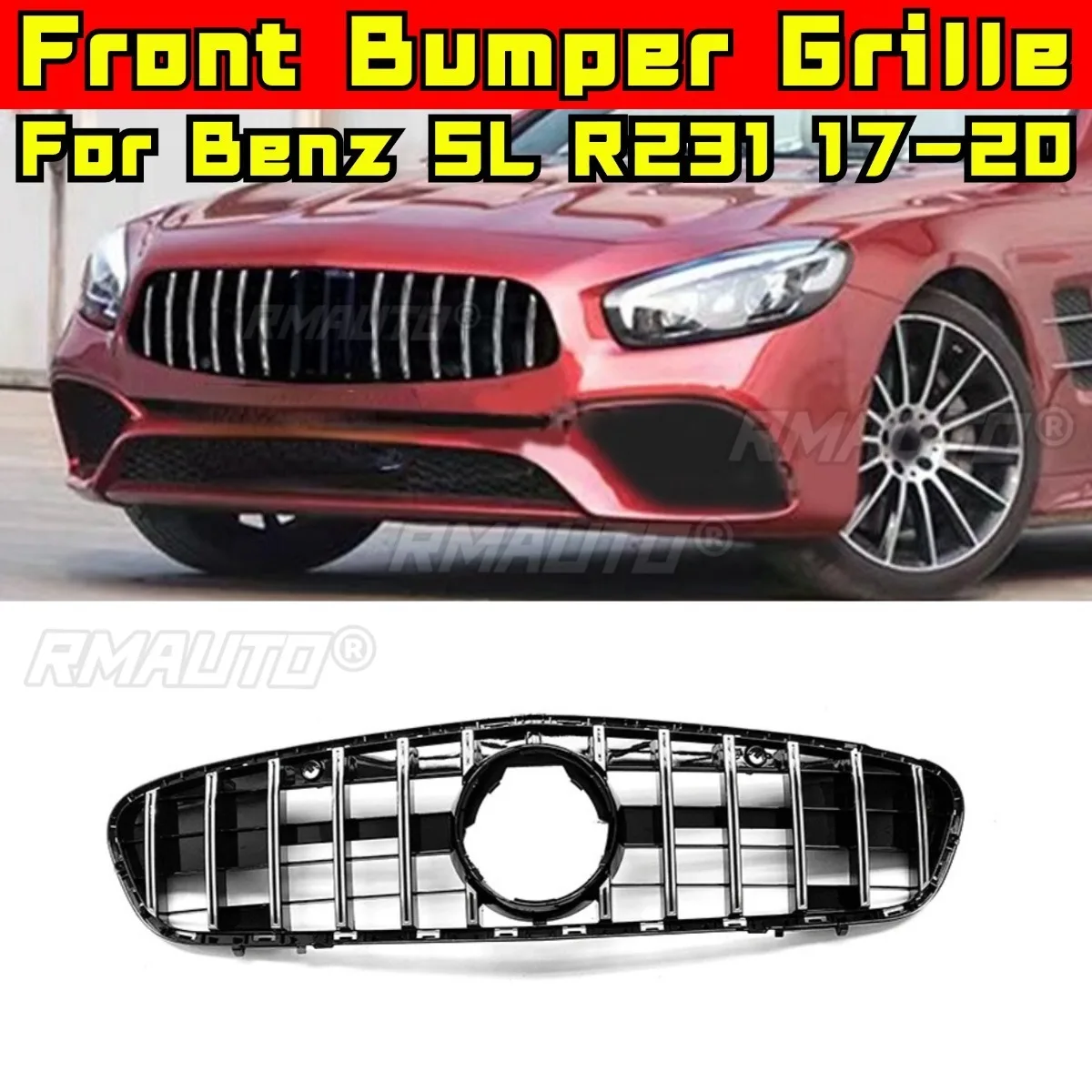 

Решетка бампера автомобиля, декоративные полоски, гоночная решетка, решетка переднего бампера в стиле GT для Mercedes Benz SL R231 2017-2020, внешняя часть