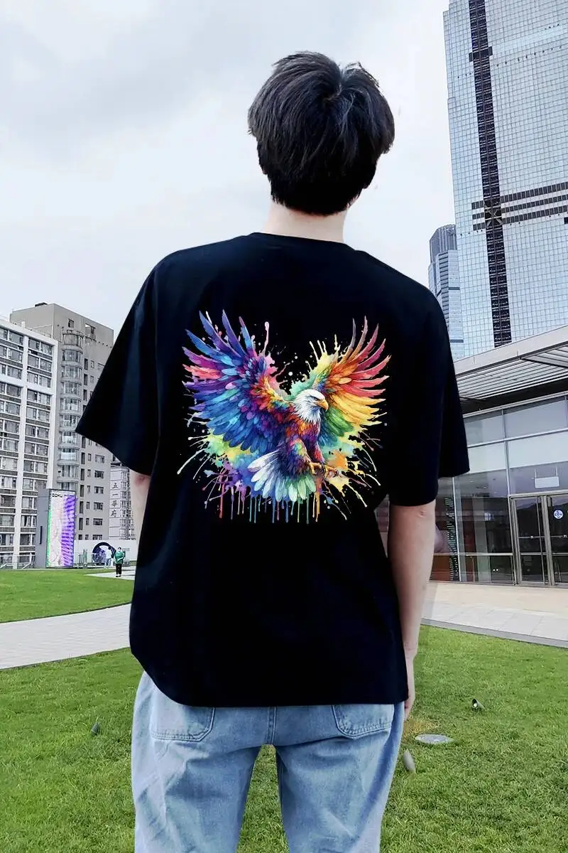 28cm Fine Rainbow Birds Eagle Parrot Owl  Iron-On Transfers Stickers For T-Shirts DIY Washable Heat Transfer Clothes Sticker
