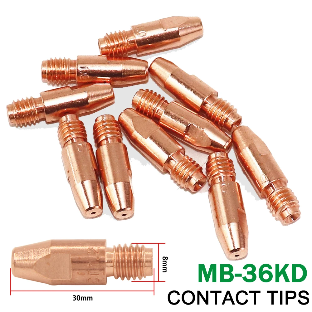 MB-36KD MIG/MAG Co2/Gas Welding Torch Tips Consumables M8*30mm 0.8/1.0/1.2/1.4/1.6 mm Contact Tips For 36KD Welding Accessories