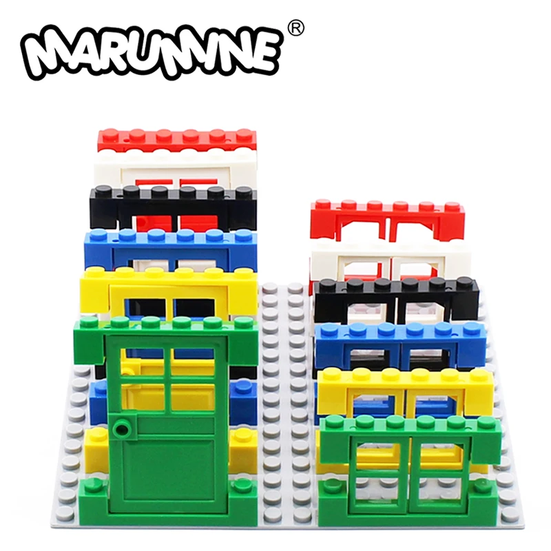 

Marumine 60623 MOC Brick Parts Building Block Door with Window Frame 1x4x6 Bedroom Accessories 92950 DIY House Set Toys Gift