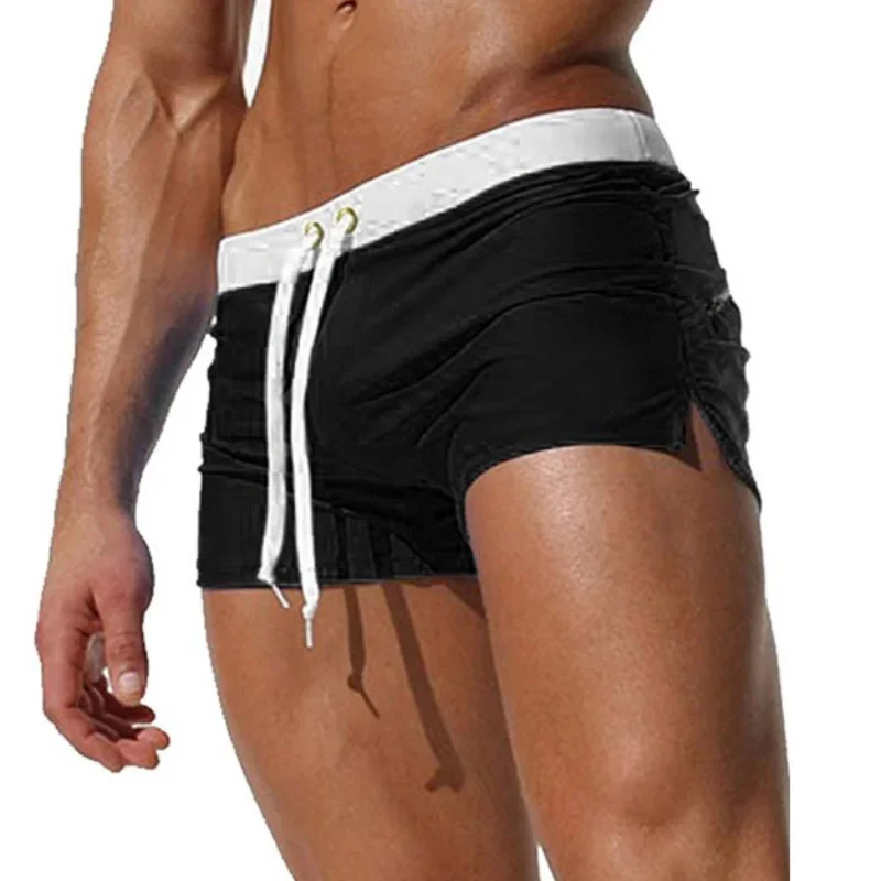 Summer Men's Solid Color Sexy Fashion Beach Breathable Quick-drying Comfortable Pants Boxer Beach Trunks Swimming Trunks