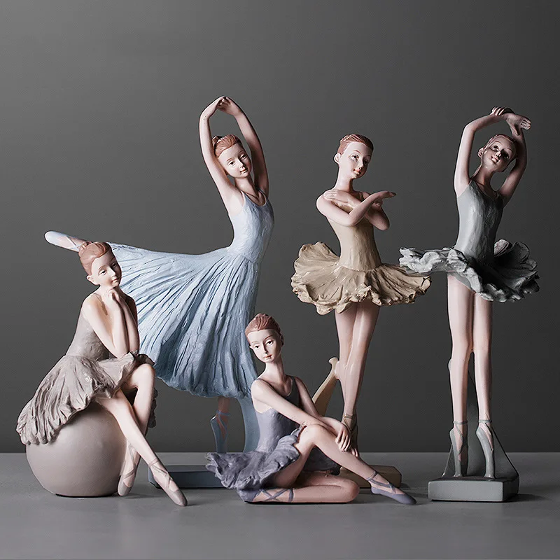 

Nordic Art Cute Girl Ballerina Resin Dancer Miniature Figurine Abstract Sculpture Model Home Office Decoration Craft