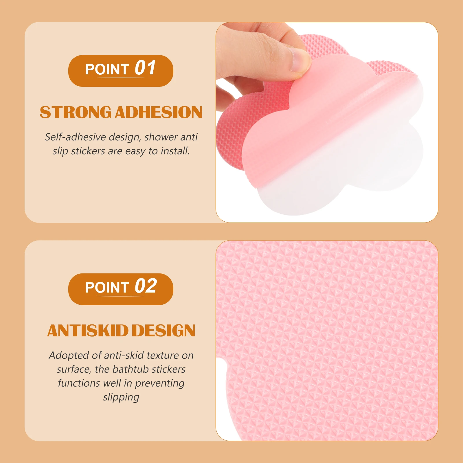 

30PCS Bath Non Stickers Rubber Floral Bathtub Grip Waterproof PEVA Shower Floor Adhesive Tiles Wall Stickers