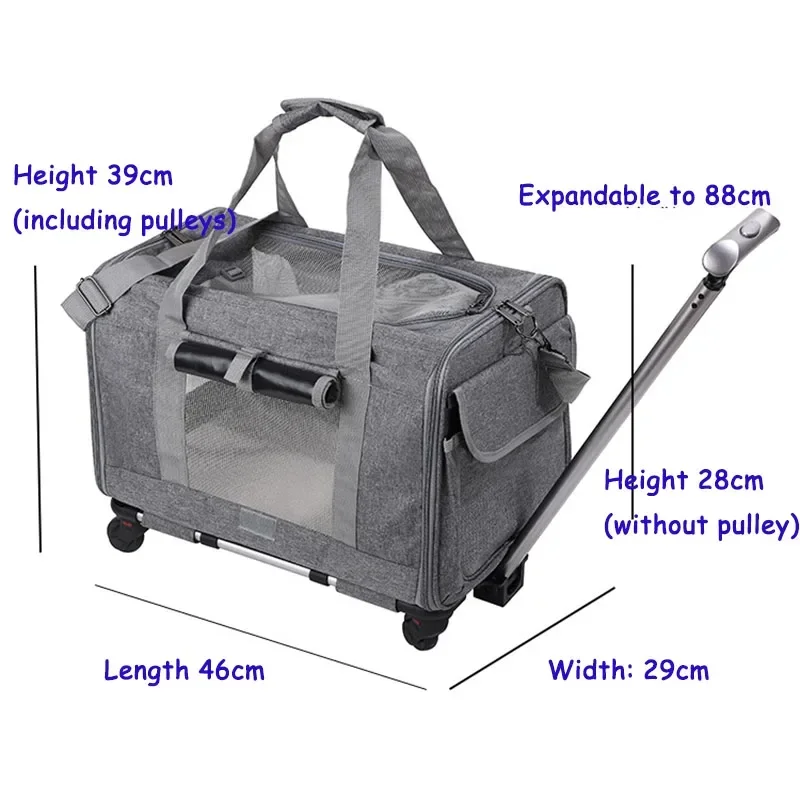 ٪ تنفس حقيبة تروللي بعجلات للحيوانات الأليفة اضافية كبيرة انفصال القط الكلب السفر الناقل حقيبة الستار القط الناقل crossbody Multuse الكلب عربة