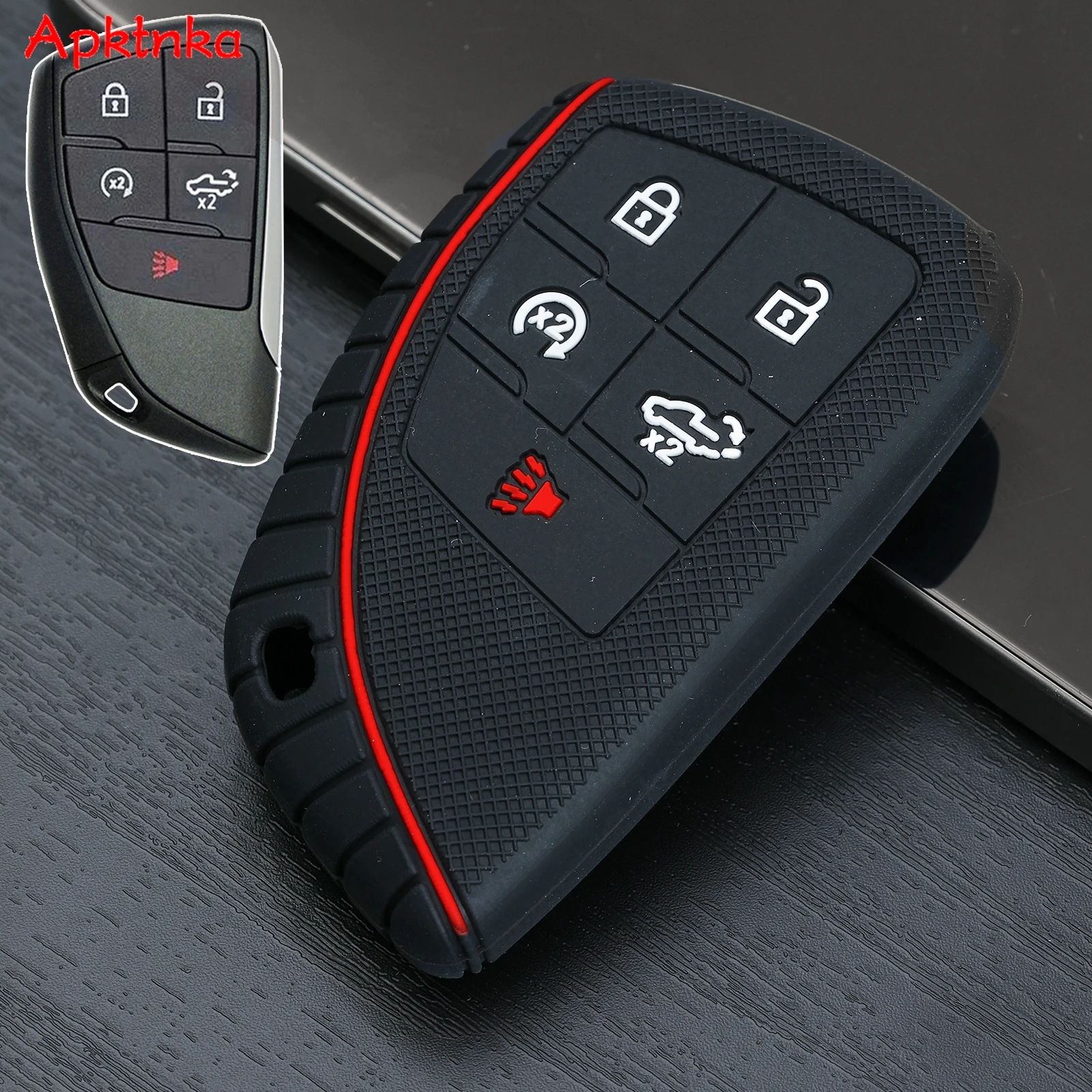 Para Chevrolet Traverse Equinox Blazer Acadia 2021 2022 mando a distancia de silicona para llave de coche llavero cadena anillo Shell funda con soporte 5 botones