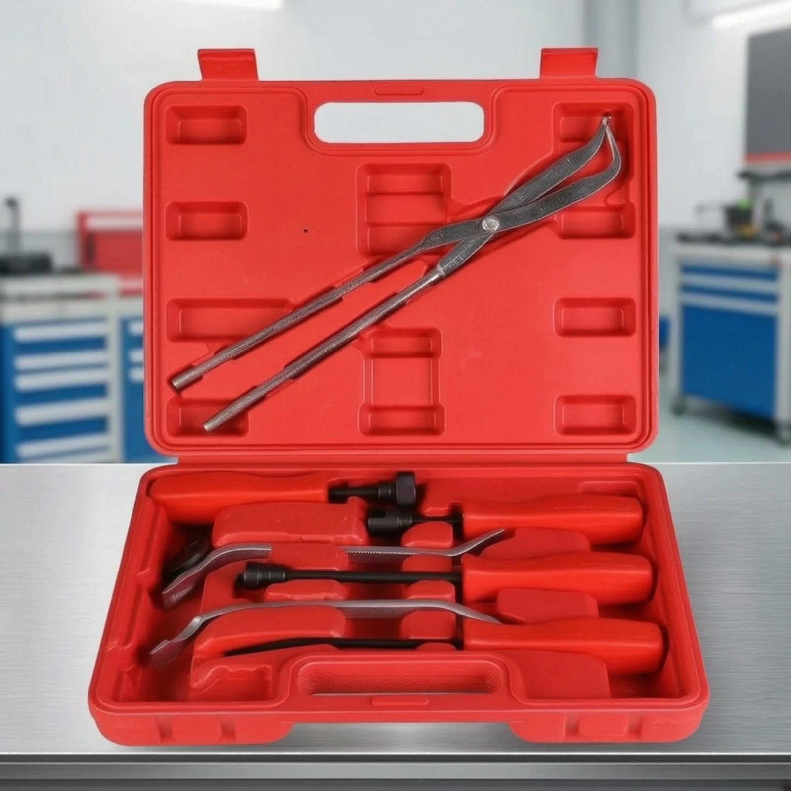 8 Pieces Drum Brake Service Tool Set Universal Drum Brake Tool Set Molded Rugged for Mechanics, Garage, Repair Shop