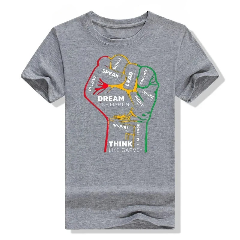 Casual Inspiring Black Leaders Power Fist Hand Black History Month T-Shirt Cool Present for Women Men African Americans Tee Top