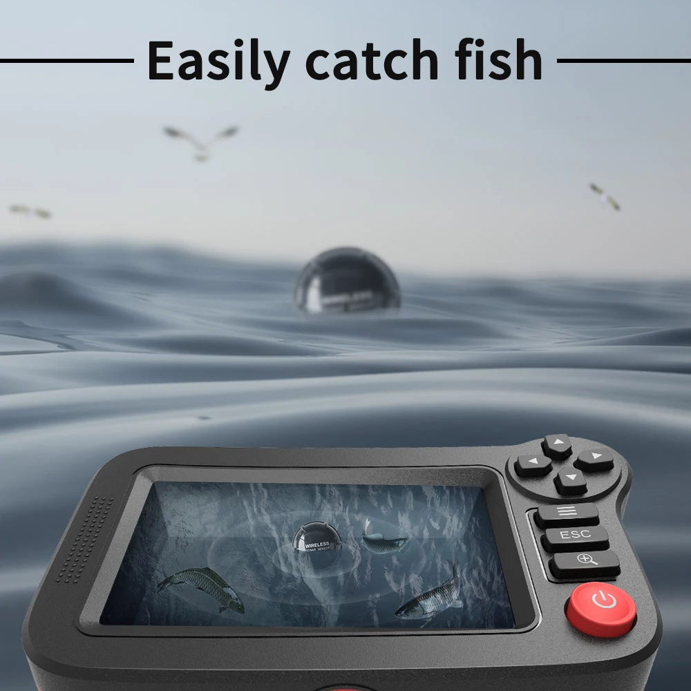 Portable Fish Finder Transducer Sonar Sensor Water Depth Finder 3.5inch Screen Echo Sounder Fishfinder with Fish Attractive Lamp