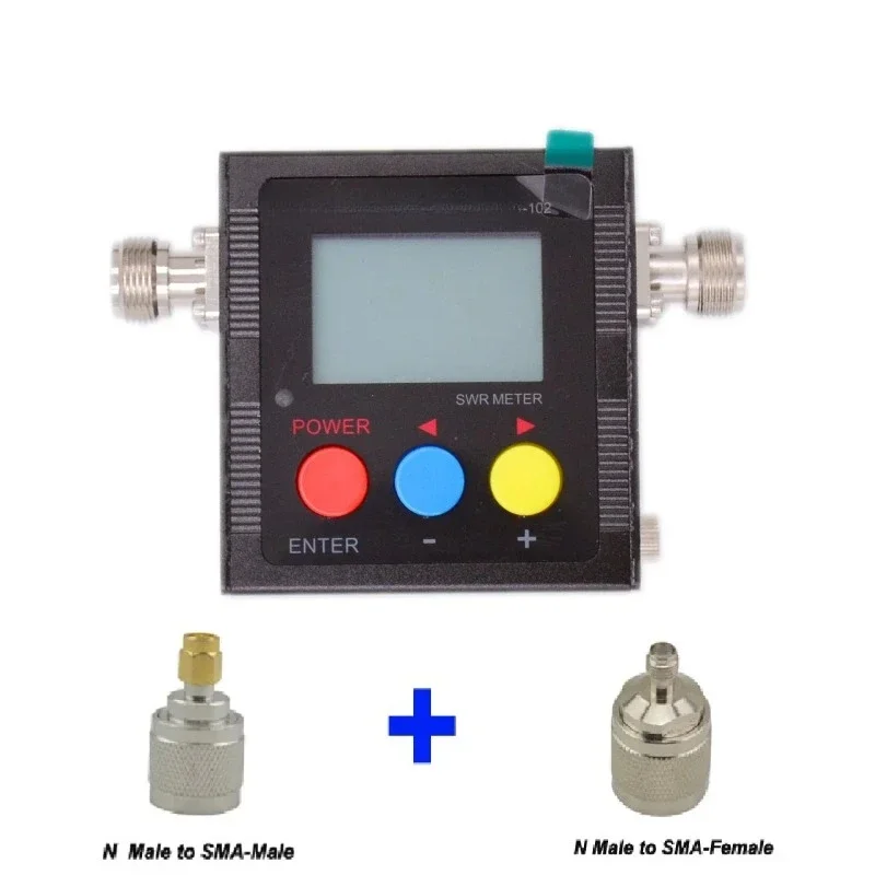 SureCom SW102 Digital Power Tester SWR Meter Frequency Counter & 2 RF Connector Adapter 125MHz~520MHz HAM Radio Testing Tools