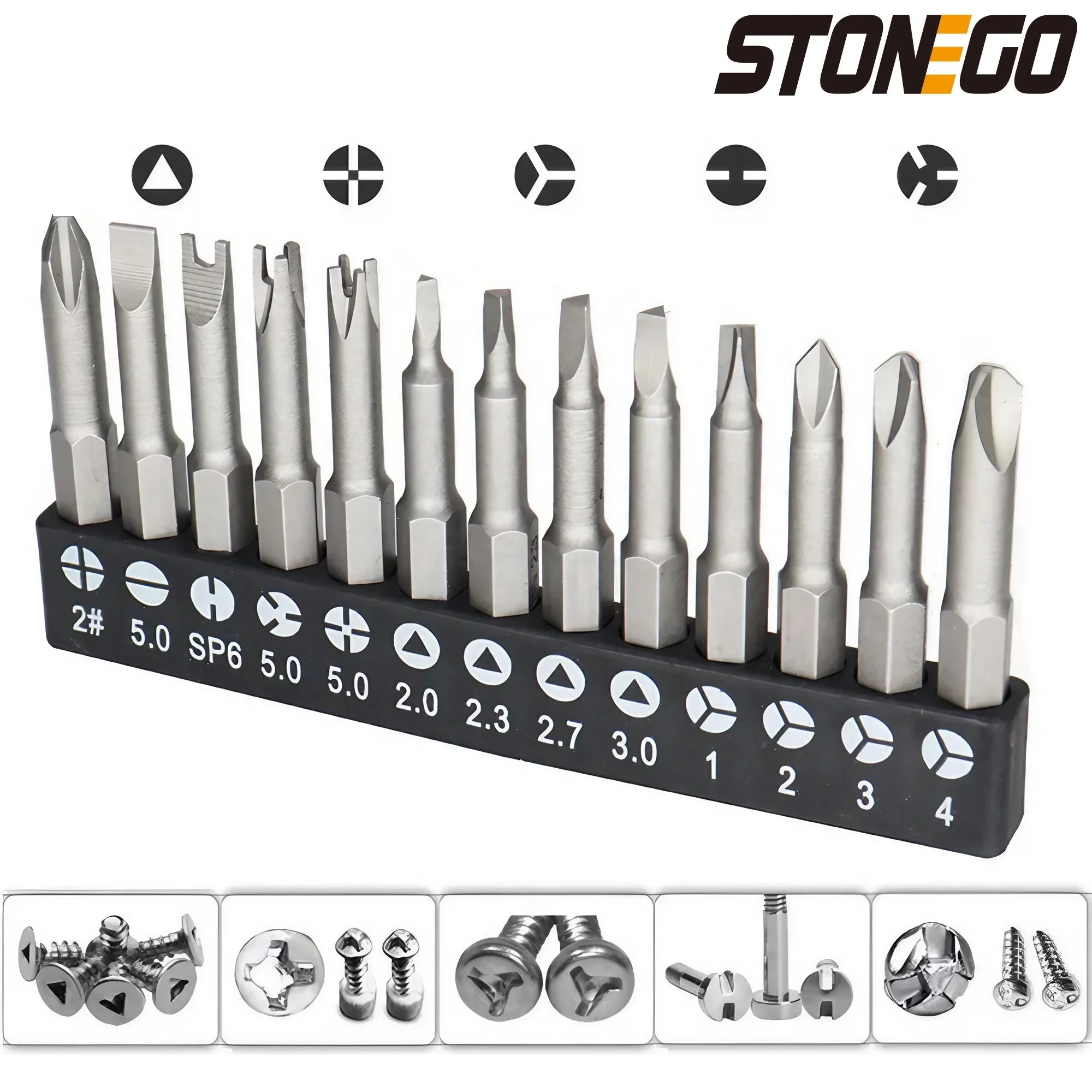 STONEGO 13/7/5Pcs  50mm Specialty Screwdriver Bit Set Y-Type Triangle Cross 3-Point Screwdriver Tool Accessories