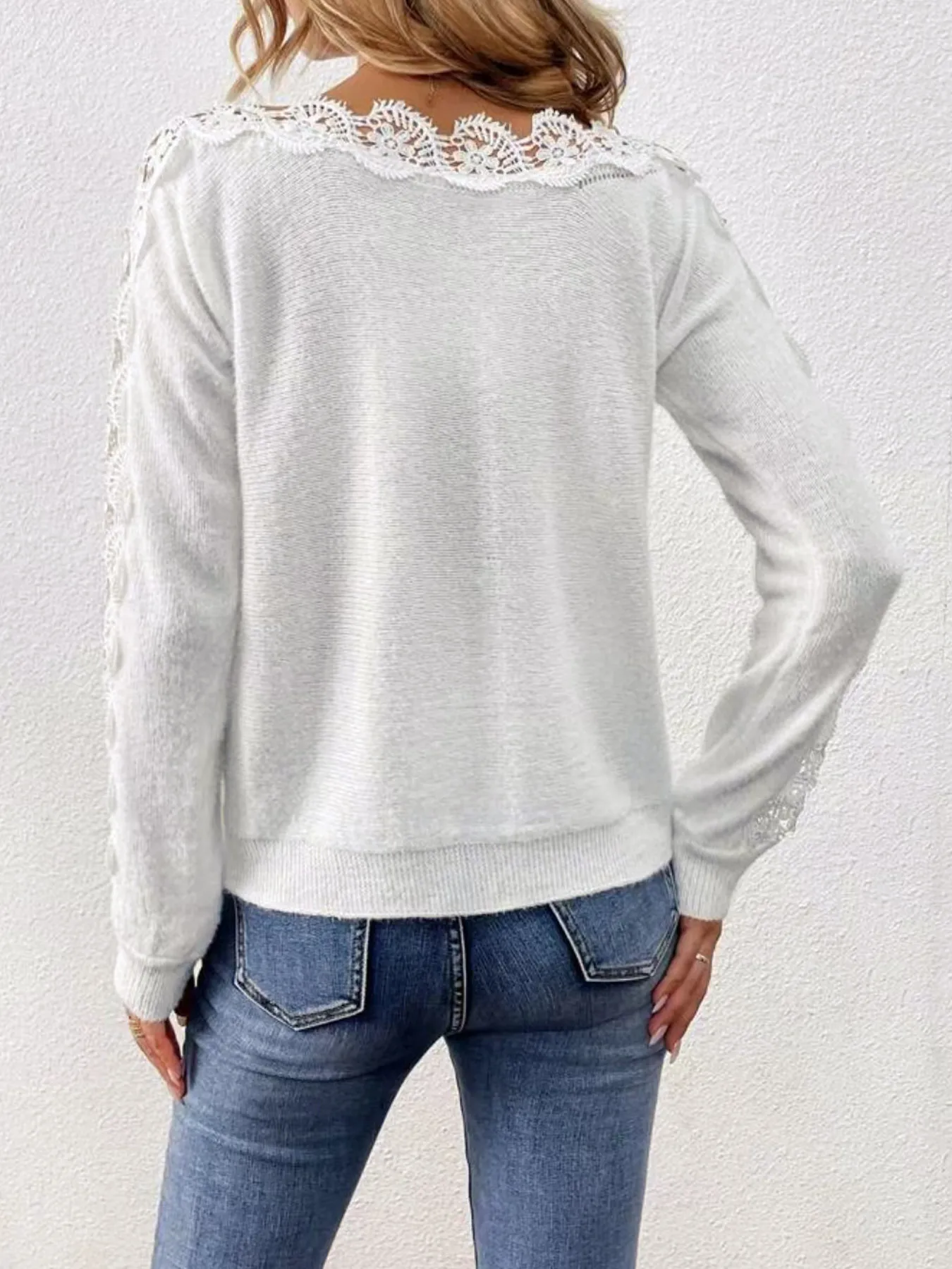 Directional development of sweaters v-neck long sleeve headset lace continuous empty fashion spring and autumn