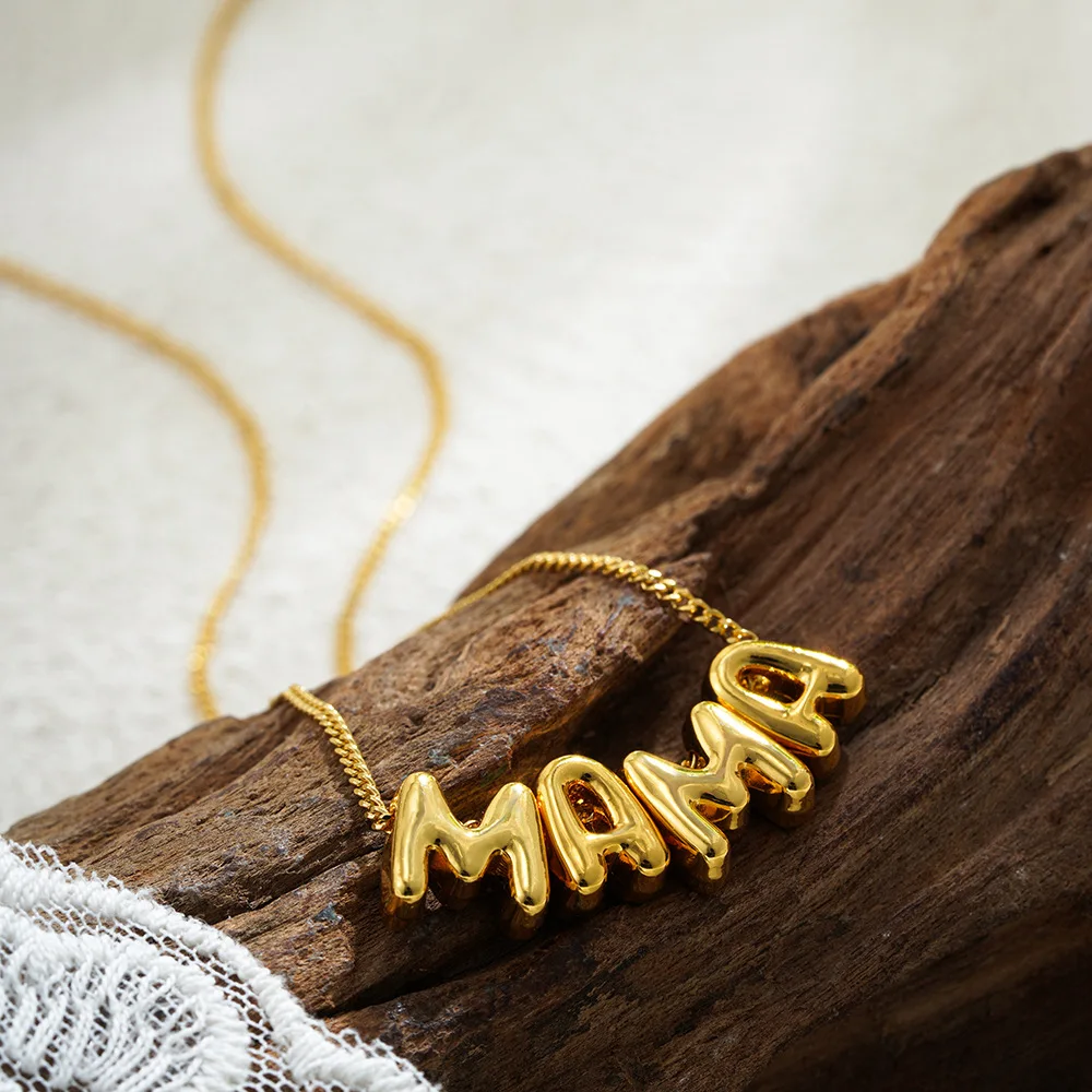 MAMA Necklace Women Letter Pendant Necklace Bubble Font Chain Jewelry Mother's Day Gift Mom Birthday Fashion Accessory