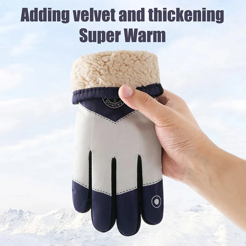 Ski Gloves For Couples Thickened Velvet For Warmth Winter Waterproof And Cold Resistant Outdoor Snowmobile Gloves